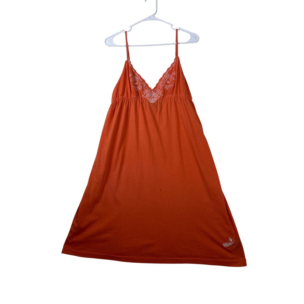 Volcom Bonita Me Dress Orange Floral Embroidered Mini Empire Waist B131913